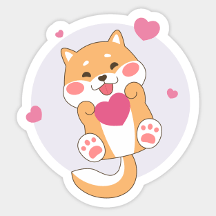 Cute Shiba Inu With Heart Sticker